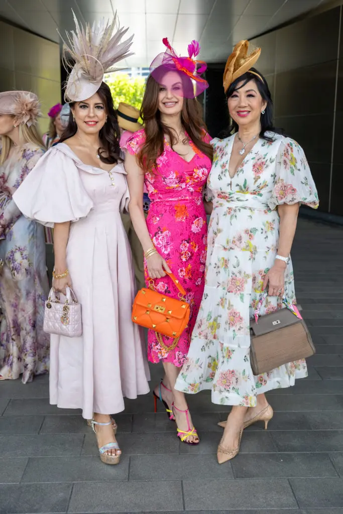 Ayesha Rashid, Brigitte Kalai, Dr. Alice Mao Brams at the Hats in the Park luncheon (Photo by Jenny Antill)