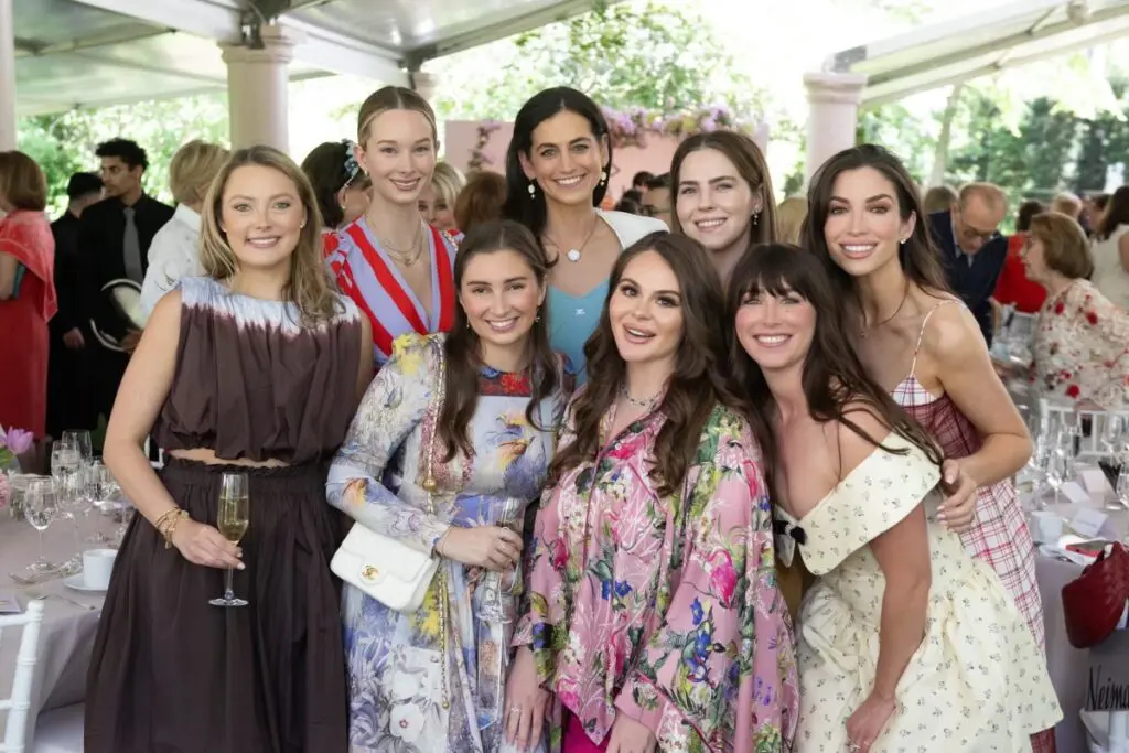 Bayou Bend Fashion Show chair Meredith Flores Barker with friends at the luncheon affair. (Photo by Wilson Parish)