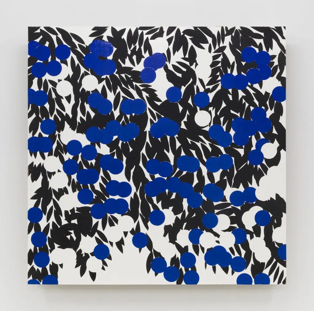 Donald Sultan's "Blue and Black Mimosa Dec 2 2022," 2022, at McClain Gallery