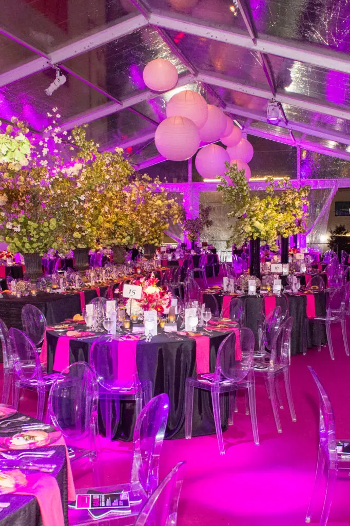 Rebekah Johnson of Bergner & Johnso transformed the party tent into a wonderland of fuschia. (Photo by Jacob Power)