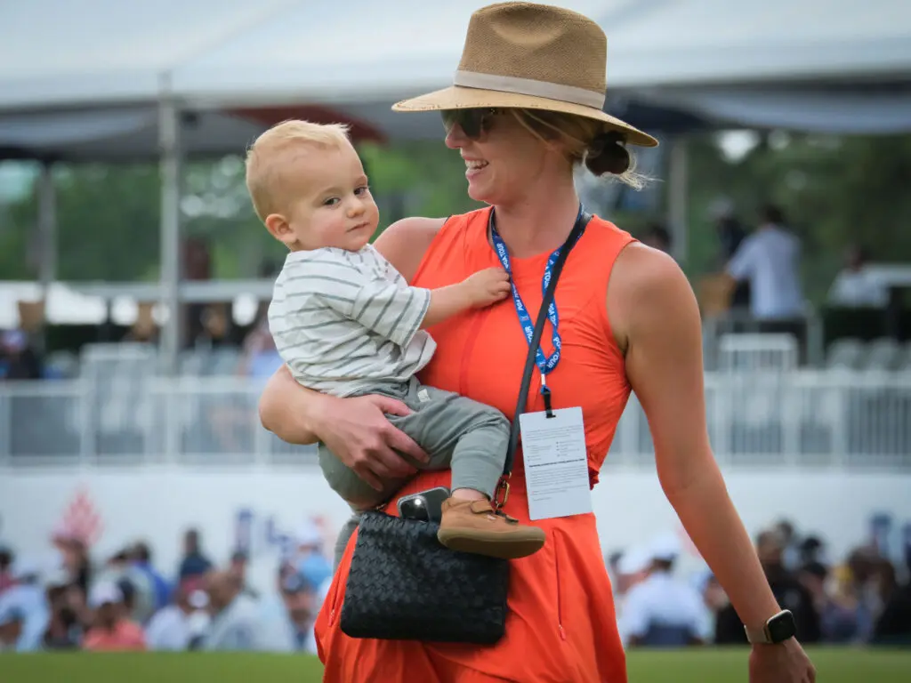 Stephan Jaeger's wife Shelby Ann and his 18-month-old son Fritz enjoyed his Houston Open win. (Photo by F. Carter Smith)