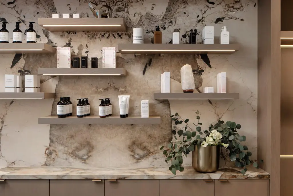 You can keep up with your routine and leave with products like those used during your facial or body treatment at the Thompson Houston's spa store.