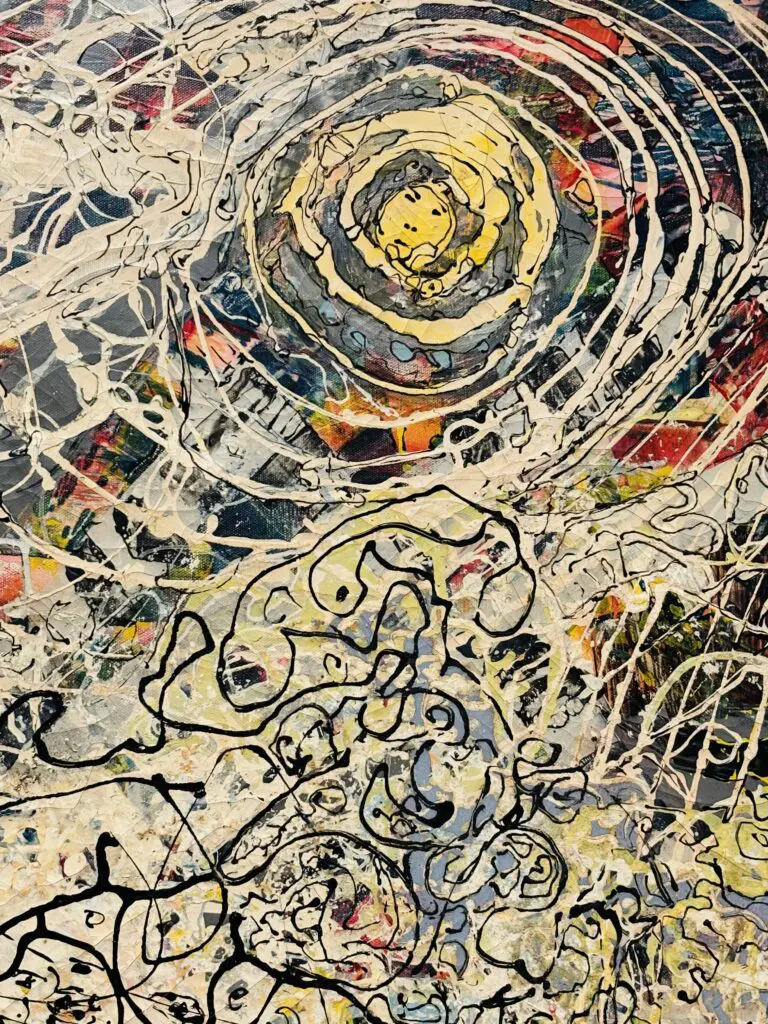A detail of Janet Sobel's "Heavenly Sympathy," 1947. Oil on canvas. (Photo by Ericka Schiche)