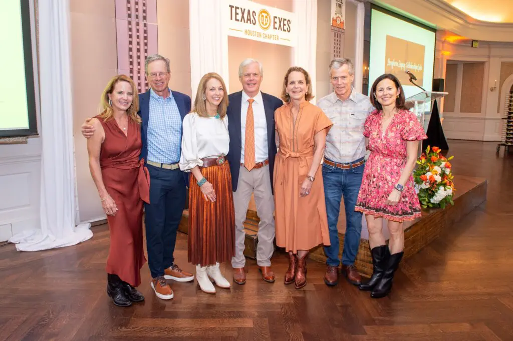 Jennifer Nash, Brian & Lynne Johnson, Skip & Susie McGee, Richard & Kris McGee at the Texas Exes Longhorn Legacy Scholarship Gala (Photo by Jacob Power)