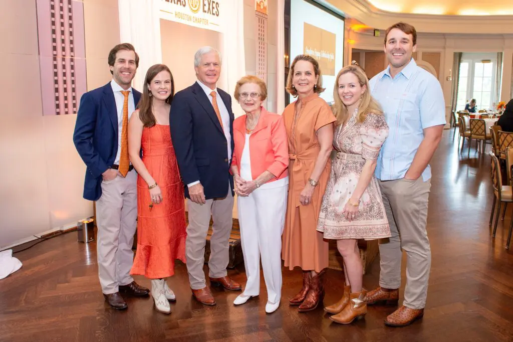 John Ed & Lizzy McGee, Skip McGee, Eleanor Deedo Bailey, Susie McGee, Katie McGee Field & Alex Field at the Texas Exes Longhorn Legacy Scholarship Gala (Photo by Jacob Power)