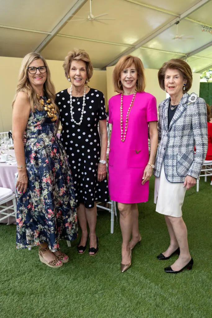 Neiman Marcus GM Kathy Leigh, Lilly Andress, Vicki West, Judy Margolis at the Bayou Bend fashion show and luncheon. (Photo by Jenny Antill)