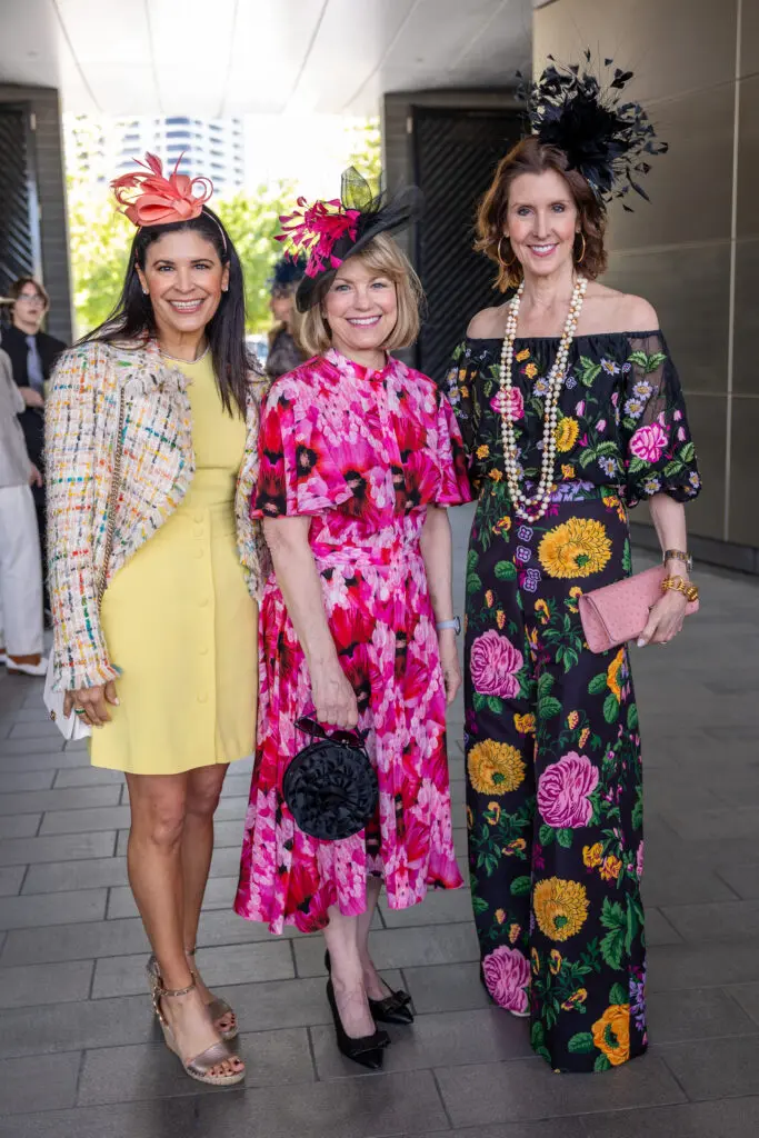 Kristy Bradshaw, Kelley Lubanko, Phoebe Tudor at the Hats in the Park luncheon. (Photo by Jenny Antill)