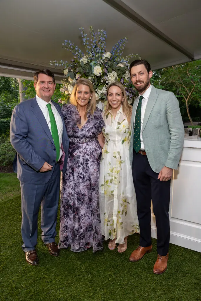 Michael & Leigh McFarlane, Alexandra & Jeffrey Butt at the Bayou Bend Garden Party (Photo by Jenny Antill)
