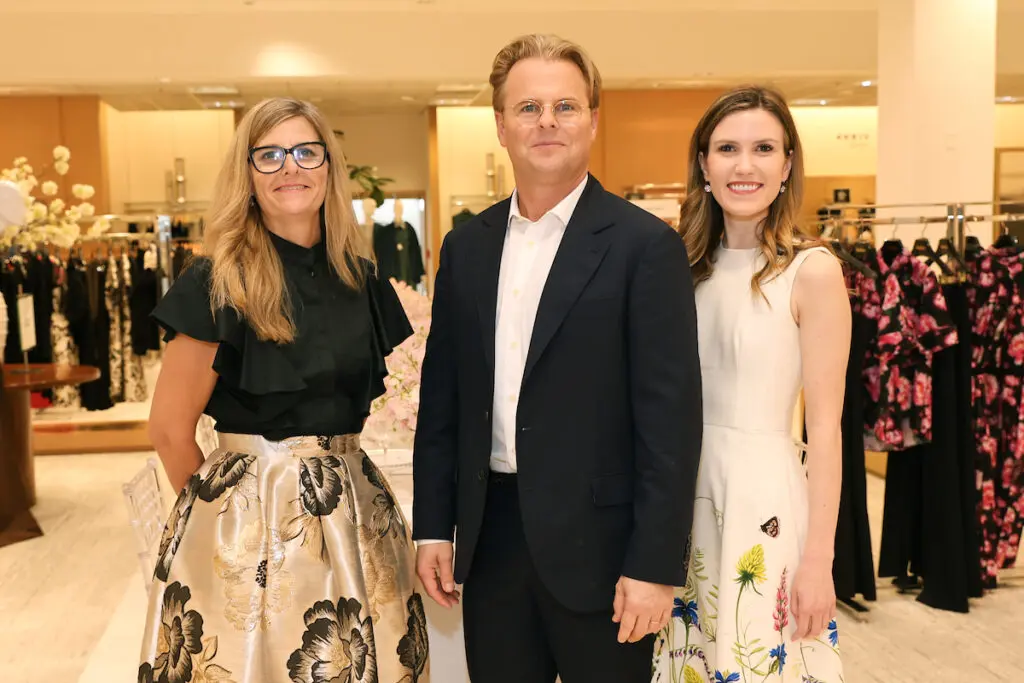 Neiman Marcus GM Kathy Leigh, designer Adam Lippes, Neiman Marcus brand experience manager Heather Almond at the luncheon saluting the PaperCity Philanthropy in Fashion Best Dressed honorees. (Photo by Priscilla Dickson)