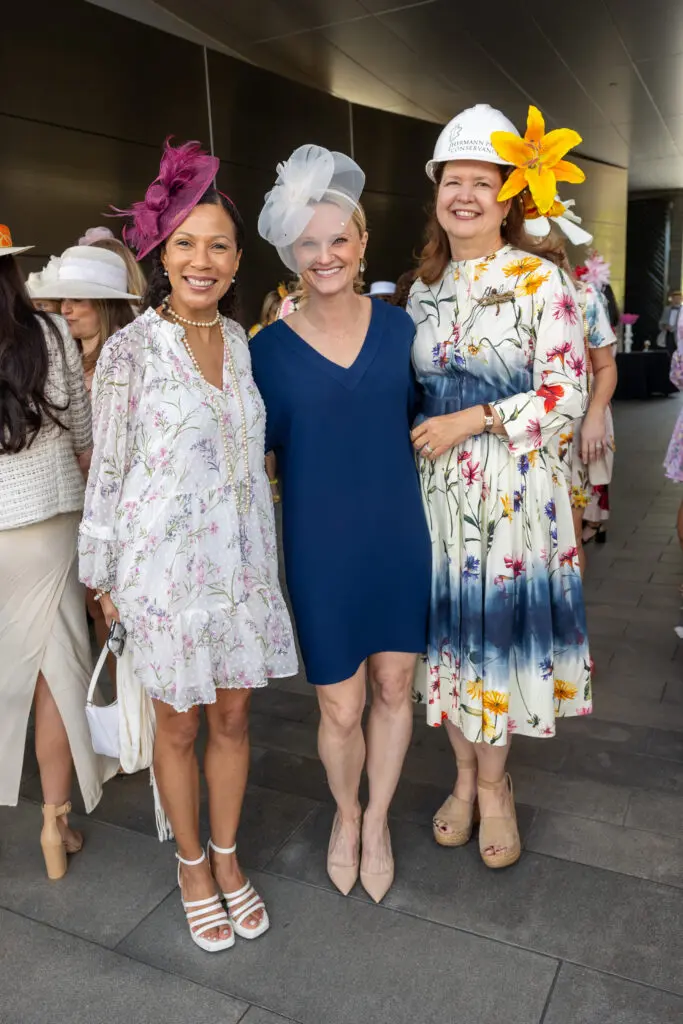 Paula DesRoches, Morgan Garvey, Doreen Stoller at the Hats in the Park luncheon. (Photo by Jenny Antill)