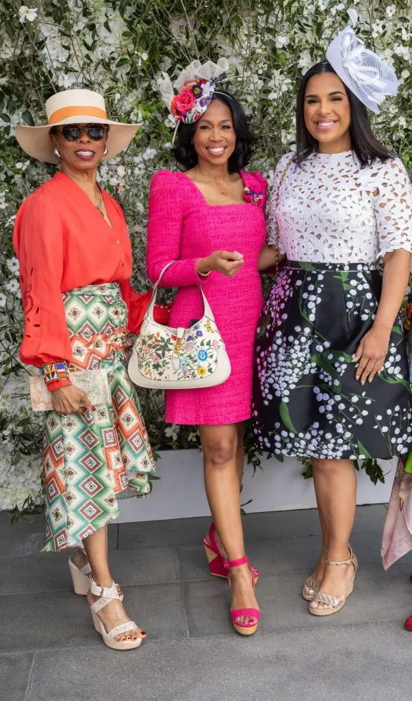 Phyllis Williams, Roslyn Bazzelle Mitchell, Lauren Randle at the Hats in the Park luncheon. (Photo by Jenny Antill)