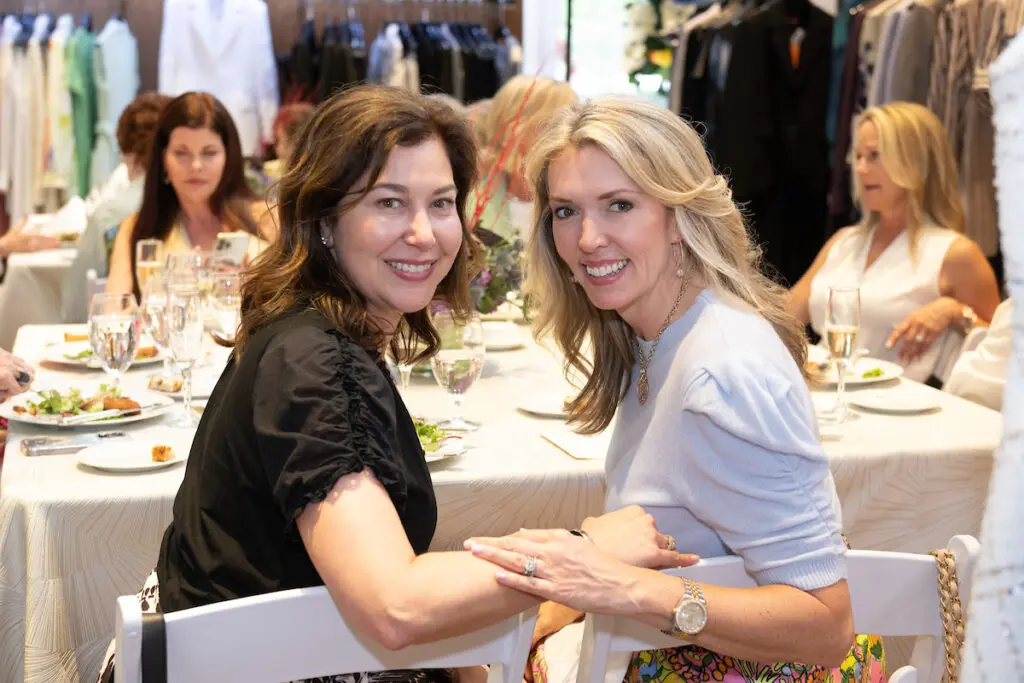 Jen Fink, Missy Roe at the Maison Common personal appearance and luncheon at Elizabeth Anthony. (Photo by Wilson Parish)
