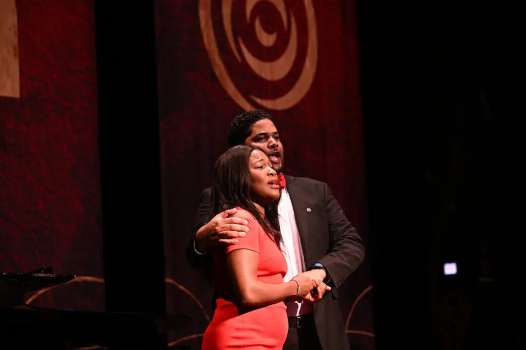 Renée Richardson, Demetrious Sampson, Jr. perform at the Houston Grand Opera 2024-25 Season Announcement Reception. (Photo by Daniel Ortiz)