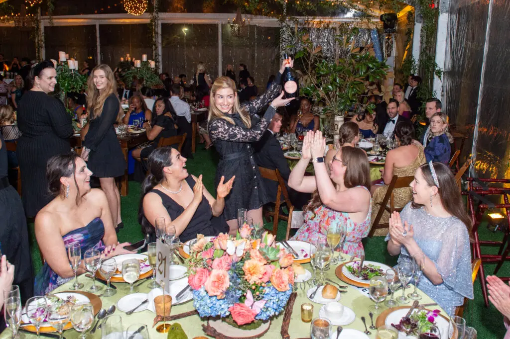 Sarah Cloos, Lindsey Davis, Kristiann Rushton, Melissa Reihle at the Junior League of Houston Charity Ball (Photo by Jacob Power)