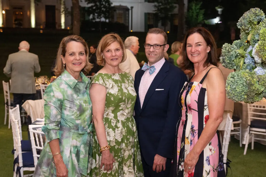 Susie McGee, Kris Maclay, Daniel Ackermann, Krissi Reid at the Bayou Bend Garden Party (Photo by Wilson Parish)