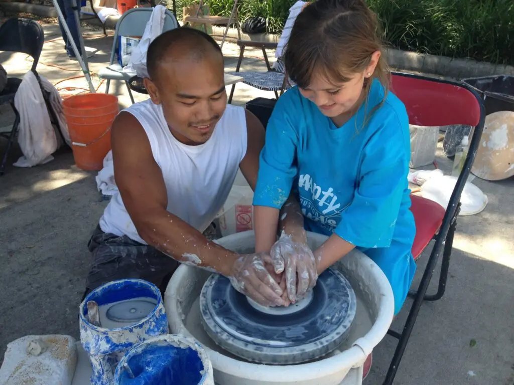 Foelber Pottery Gallery holds a pottery demo at Empty Bowls. (Courtesy Empty Bowls Houston)