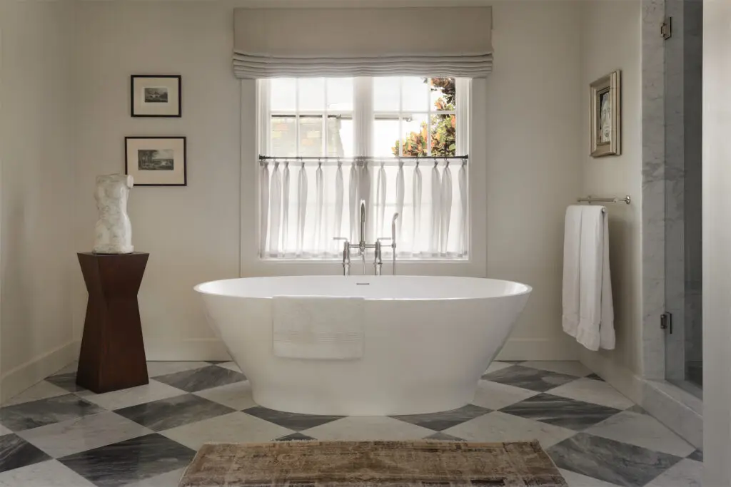 An Alissa soaker tub in the main bathroom.  (Photo by Trevor Parker)