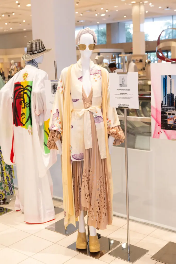 'Archimedes in Flight' Kimono designed by Selven O'Keef Jarmon at Kimono Zulu fashion exhibition at Neiman Marcus (Photo by Wilson Parish)
