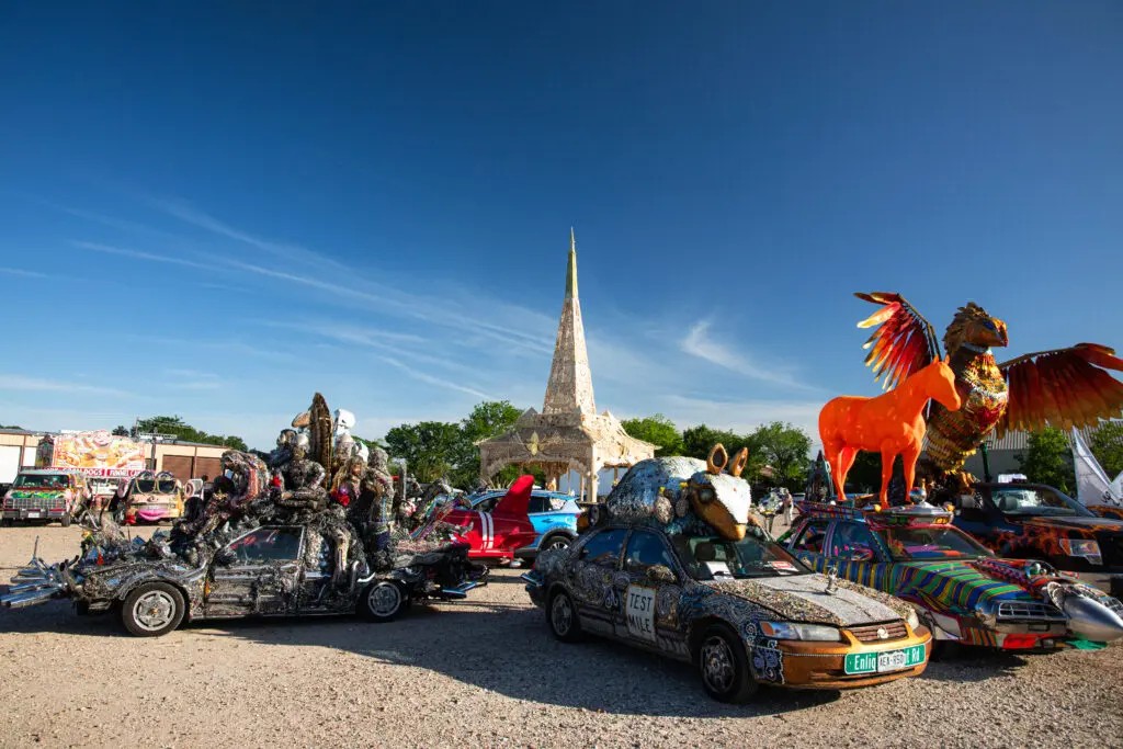 Art Cars and Temple by David Best (Photo by Daniel Jackson) 