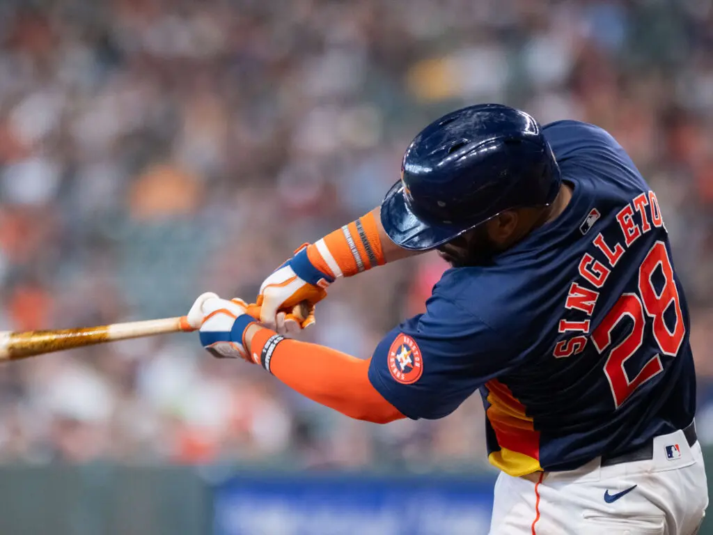 Jon Singleton sends balls deep when he connects for the Houston Astros. (Photo by F. Carter Smith)