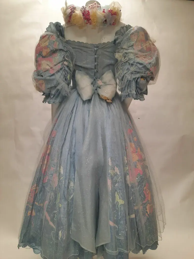 John Chapple and Louise Hamlin-Wright's handprinted dupion gown with matching headpiece, Fall 1984 (Photo by Martha Faulhaber)