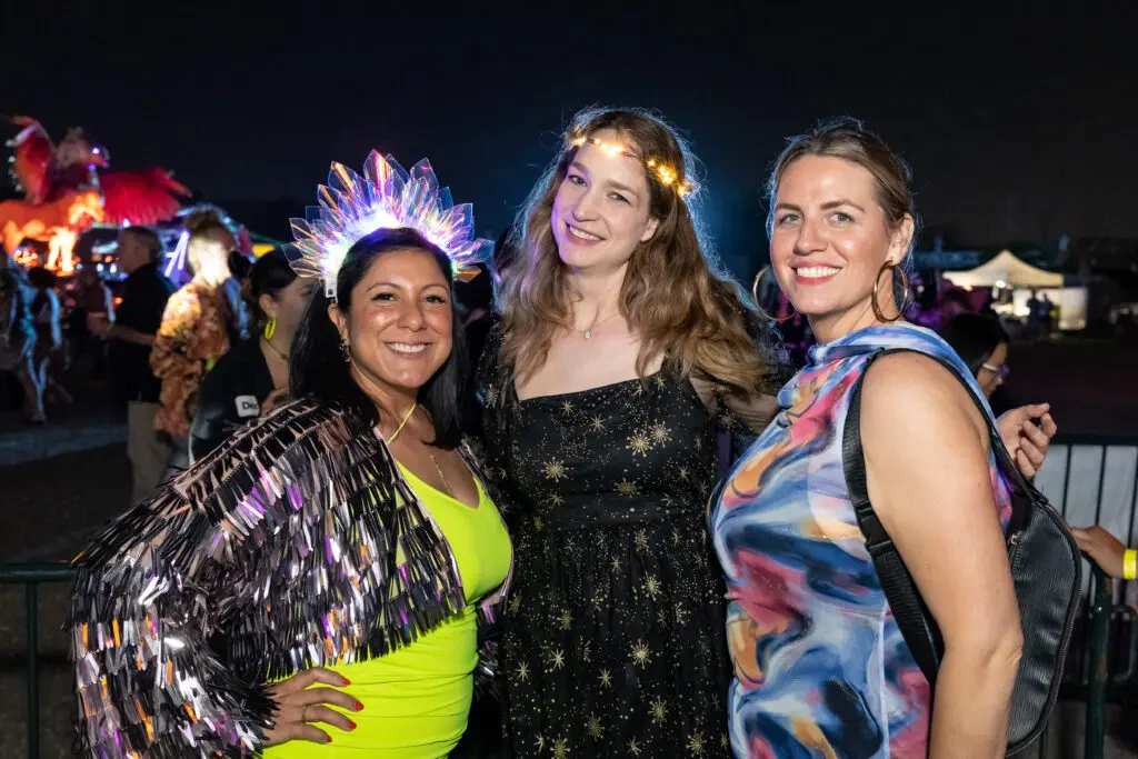 Bianca Ferrer, Anni Beck, Casie Fischer at the Orange Show Art Car Ball (Photo by Emily Jaschke)