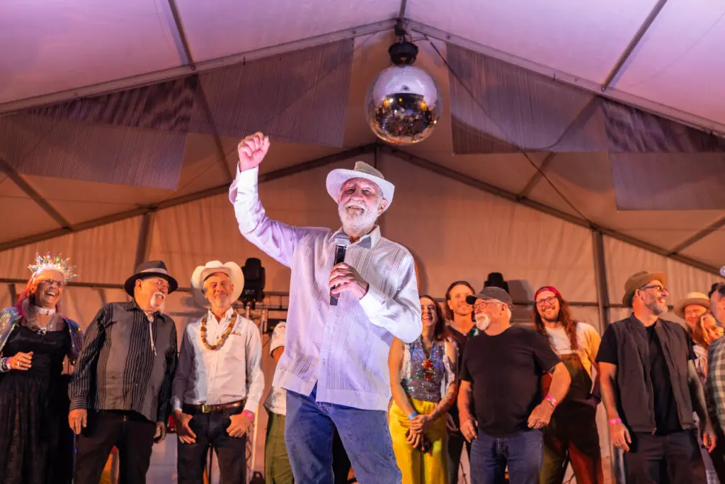 David Best and the Temple Crew performing at the Orange Show Art Car Ball (Photo by Emily Jaschke) 