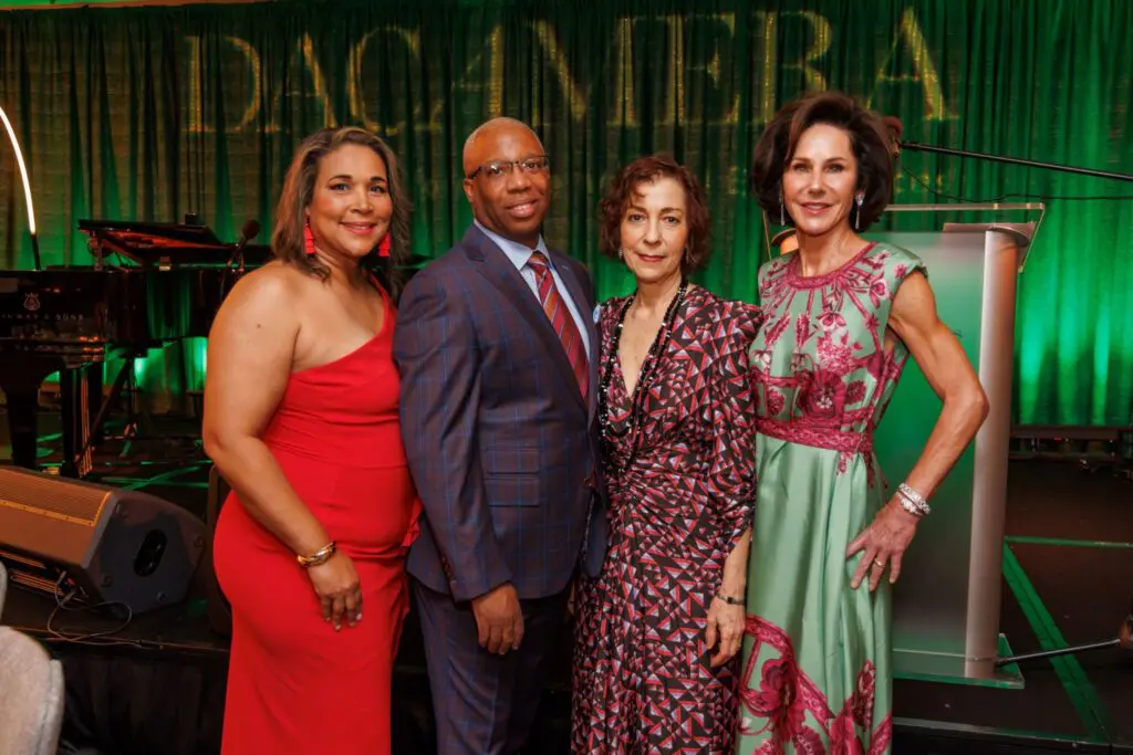 Drs. Annette and Anthony Brissett, Sarah Rothenberg and Heidi Gerger at DACAMERA’s Music Salons and Jazz Supper Club evening. (Photo by Katy Anderson)