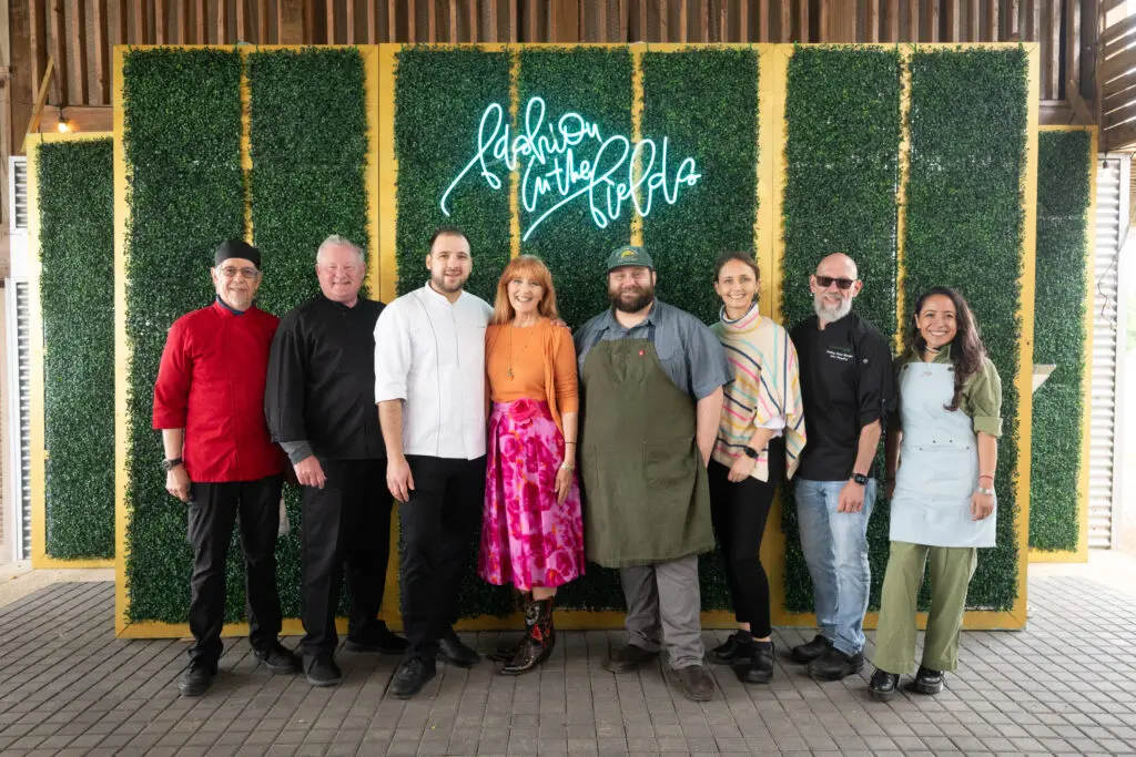 Ken Gound, Greg Martin, Felipe Botero, Gracie Cavnar, Lucas McKinney, Mary Cuclis, Juan Gonzalez, Karla Espinosa at 'Fashion in the Fields' (Photo by Daniel Ortiz)