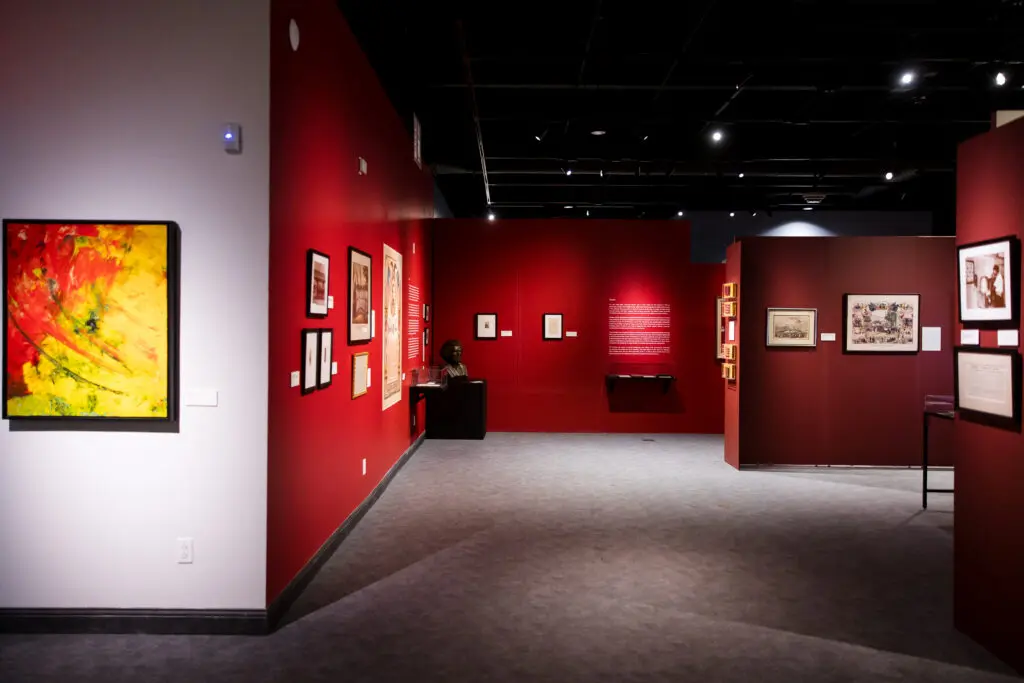 An installation view of The Kinsey African-American Art & History Collection at Holocaust Museum Houston. (Photo by Hung Truong, courtesy The Kinsey Collection and the Holocaust Museum Houston)