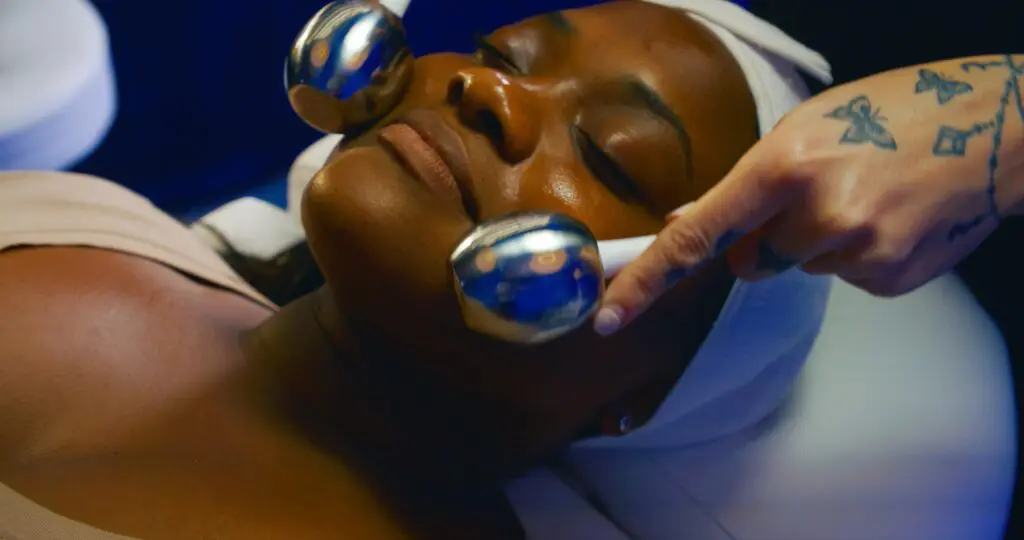 Cryo globe massage (icy steel or glass wands designed to increase blood flow to the skin’s surface is a complimentary add-on to a facial at Hi, Skin.