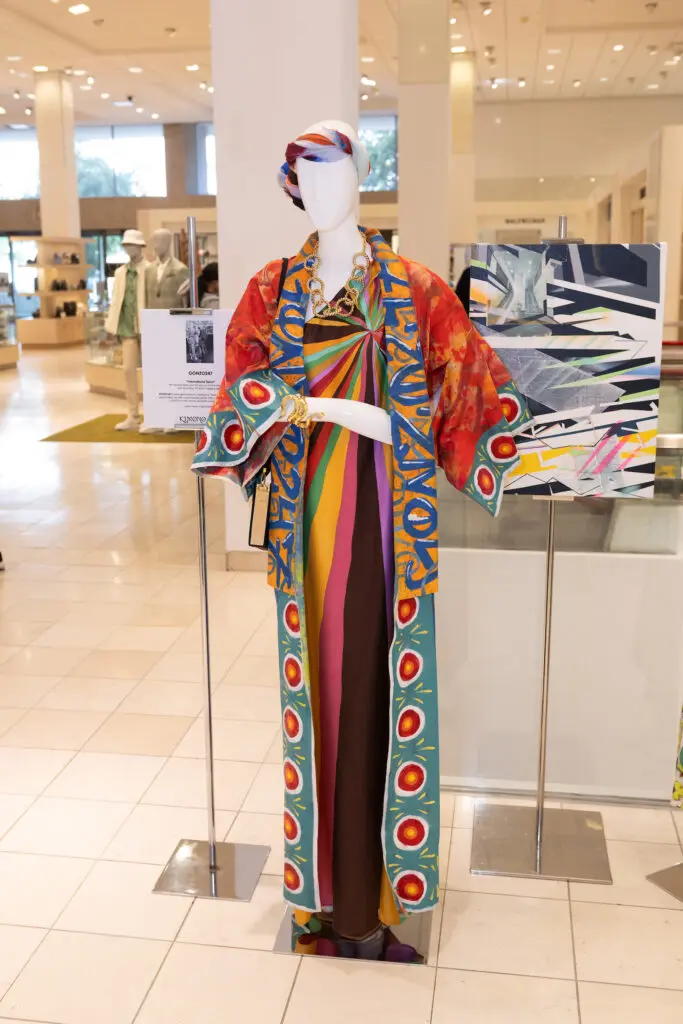 'International Spice' kimono designed by GONZO247 at Kimono Zulu fashion exhibition at Neiman Marcus (Photo by Wilson Parish)