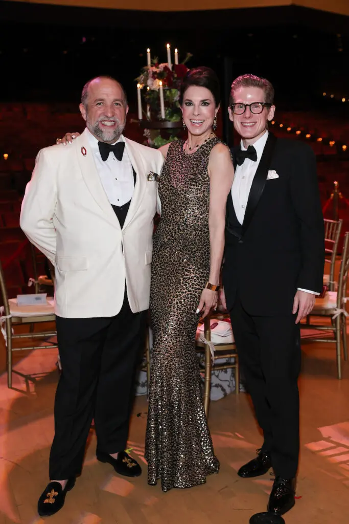Kirk Kveton, Karen Payne, Daniel Irion at the Houston Symphony Wine Dinner & Collector's Auction. (Photo by Priscilla Dickson)