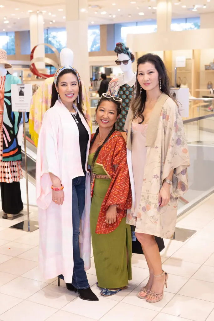 Rose-Ann Aragon-Maneevese, Susie Hernandez, Thanh Nguyen at Kimono Zulu fashion exhibition at Neiman Marcus (Photo by Wilson Parish)