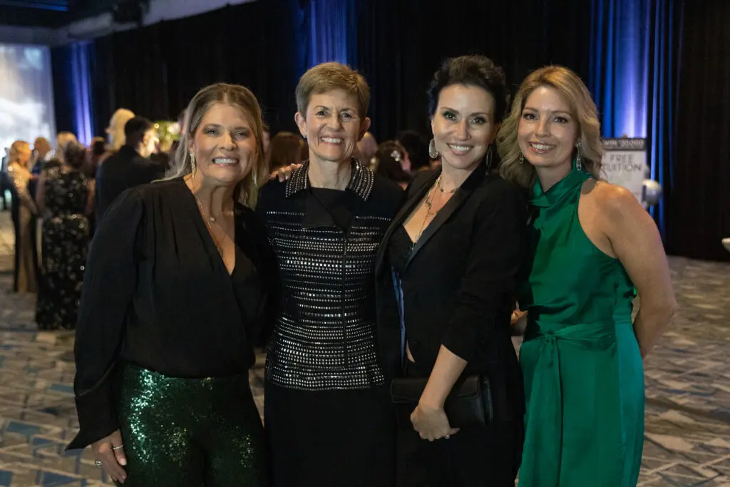 Kelly Dunnavant (Maribou Midstream Services: 2024 Gala & Auction Presenting Sponsor), Julie Ambler (TWCA Head of School), Jennifer Millington  and Amanda Salerno show their support. (Photo by Kyle Rogers)