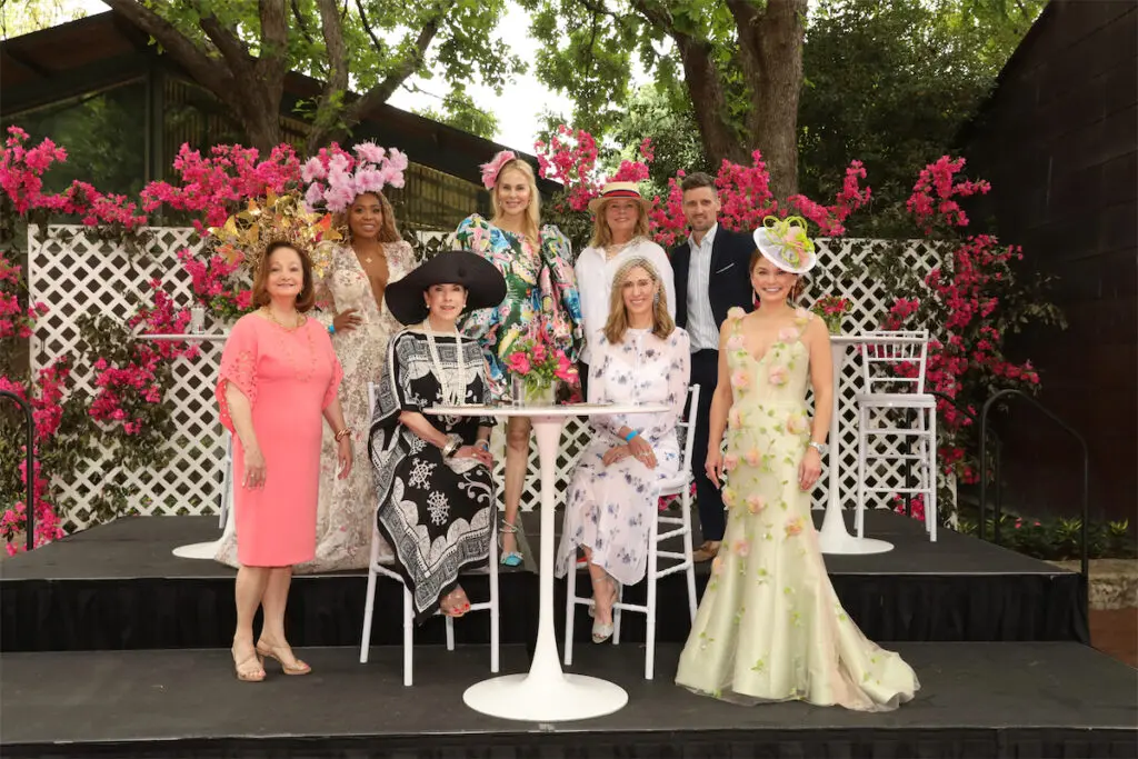 Karen Sargent, President, Women’s Council; Hat Judges: Esé Azénabor-Grembowski, Patti Flowers, Kameron Westcott, Sabina Carr, Kristen Gibbins, Nathan Johnson; Allison Brodnax, Mad Hatter’s Luncheon Chair
 (Photo by Thomas Garza and Rob Wythe)