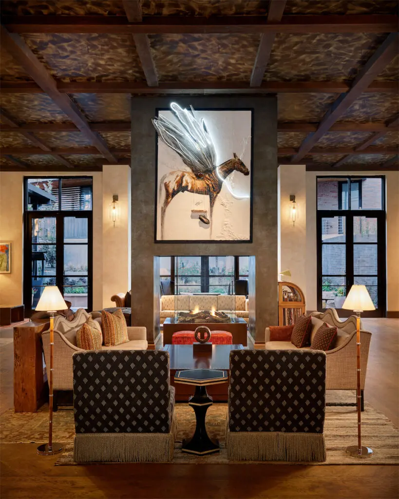 Ashley Collins’ "Carnegie Playground" overlooks the Lounge at Bowie House, Auberge Resorts Collection.