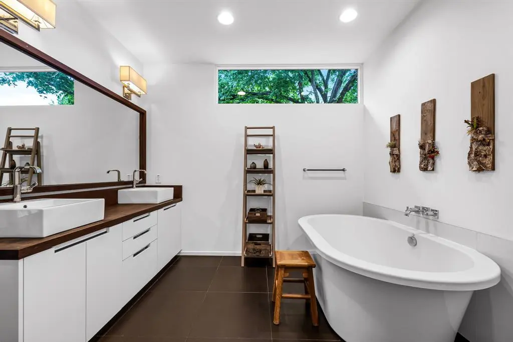 The primary bathroom suite. 