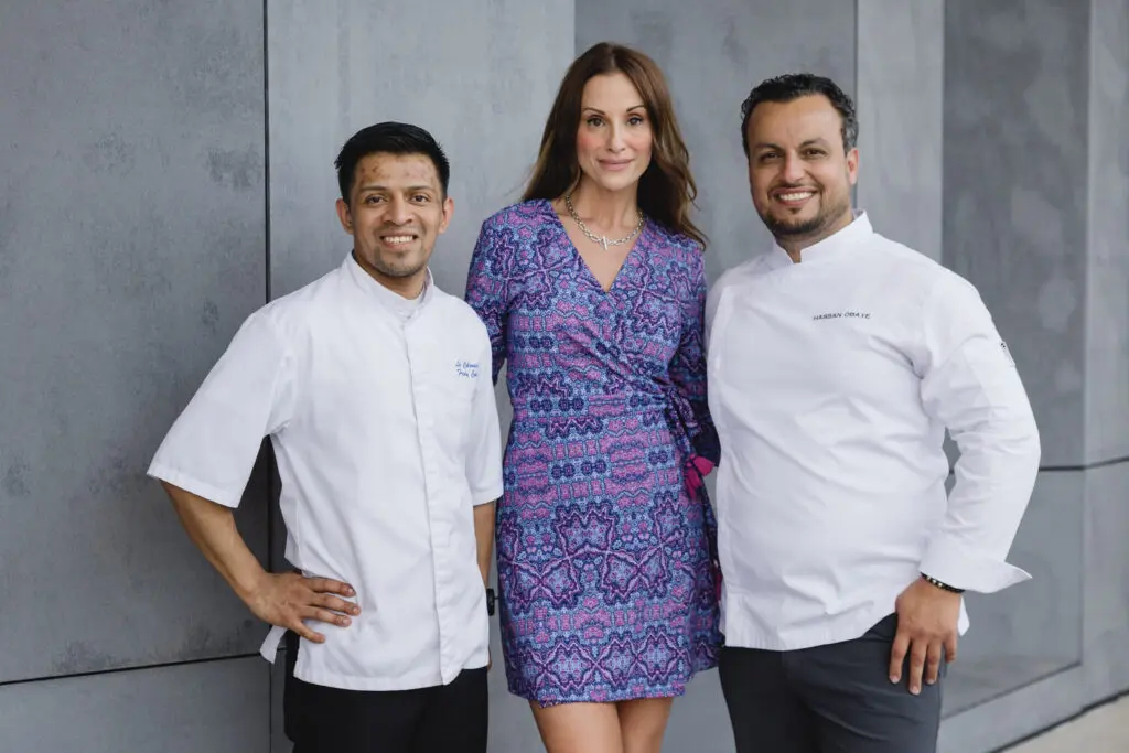 Le Colonial Houston executive chef Fredy Cutz, maitre 'd Susanna Nagel,   Le Colonial culinary director Hassan Obaye at the  (Photo by Johnny Than)