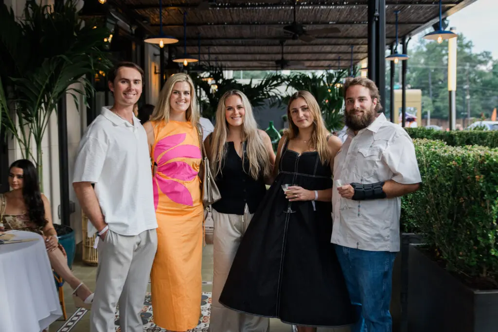 Brad Sutton & Maryellen Walsh, Erin Walsh, Jordan Geibel, & Ben Kastleman at the Le Colonial Summer Soirée, co-hosted by PaperCity (Photo by Johnny Than)