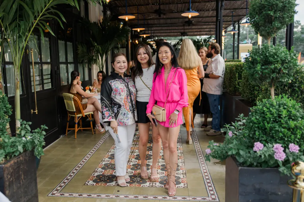 Frances Chenne, Tran Le, Karin Jamieson at the Le Colonial Summer Soirée, co-hosted by PaperCity (Photo by Johnny Than)