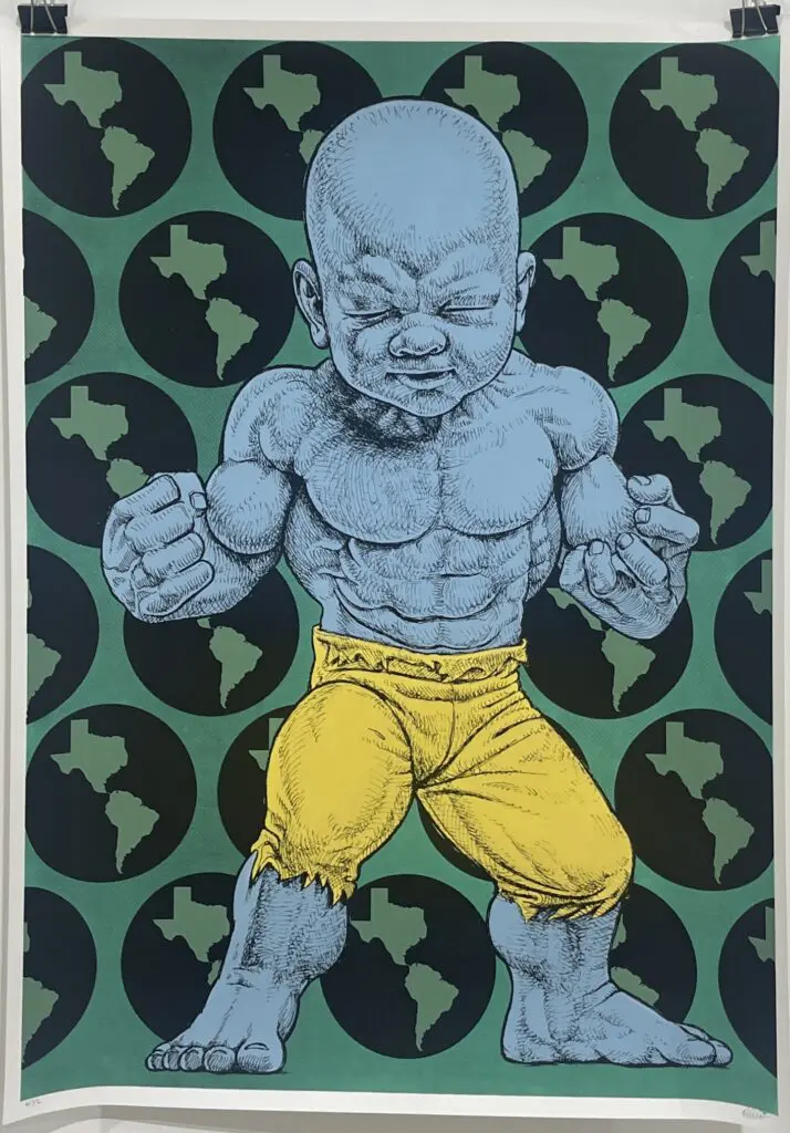 Ron English's "Texas Temper Tot No. 6/32," 2024. This piece is part of English's "Texas: Naturally Surreal," on view at Ro2 Art Gallery. (Photo by Ro2 Gallery)