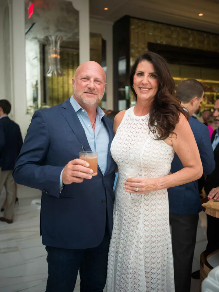 Jon Gerber, Jennifer Langeland at the opening of opulent steakhouse Turner's Cut, located in Autry Park (Photo by Daniel Ortiz)