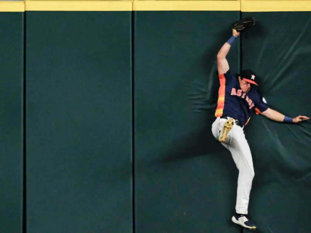 Astros centerfielder Jake Meyers is capable of pulling off defensive magic. (Photo by F. Carter Smith)