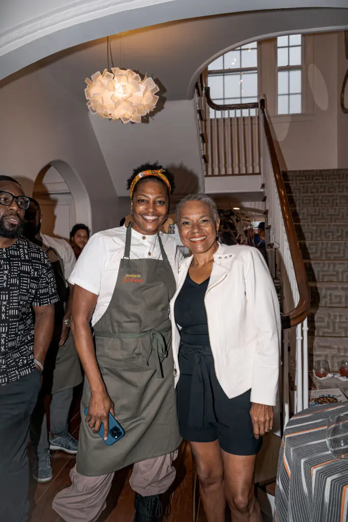 Host chef DawnBurrell and James Beard Award winning journalist Toni Tipton-Martin at the Juneteenth Jubilee.
