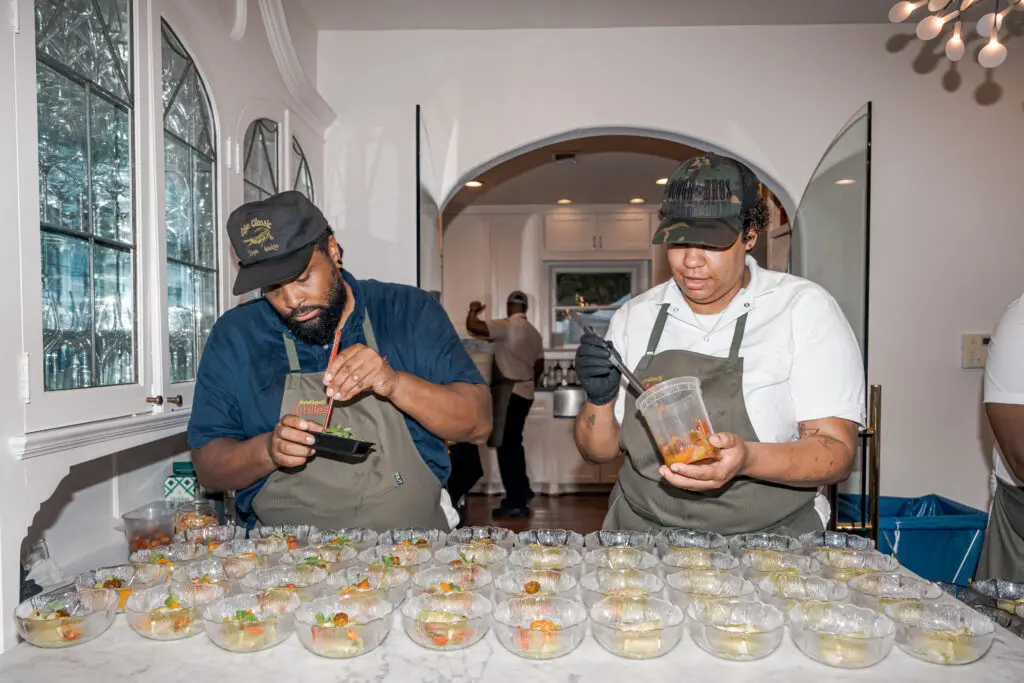 Chefs Joseph Boudreaux and Anitra Broussard at the Juneteenth Jubilee dinner.
