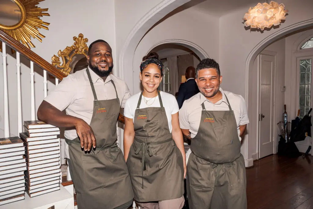 Chefs Ope Amosu, Florangel Polanco, Dominick Lee at the Juneteenth Jubilee dinner.