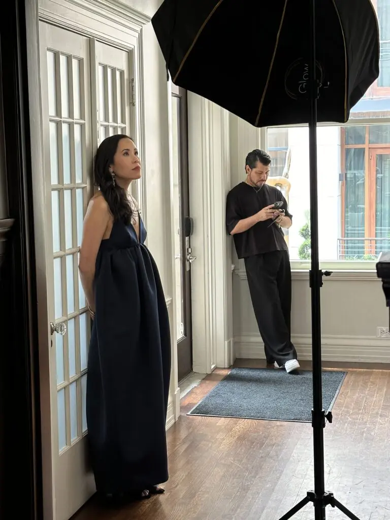 Stephanie Fleck in Adam Lippes for the PaperCity Philanthropy in Fashion  Best Dressed photo shoot at La Colombe d'Or. (Photo by Shelby Hodge)
