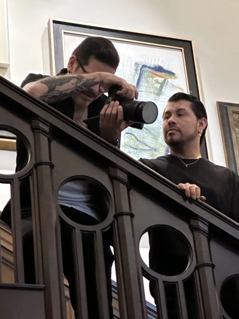 Photographer Alejandro Salinos behind the camera for the PaperCity Philanthropy in Fashion  Best Dressed photo shoot at La Colombe d'Or. (Photo by Shelby Hodge)
