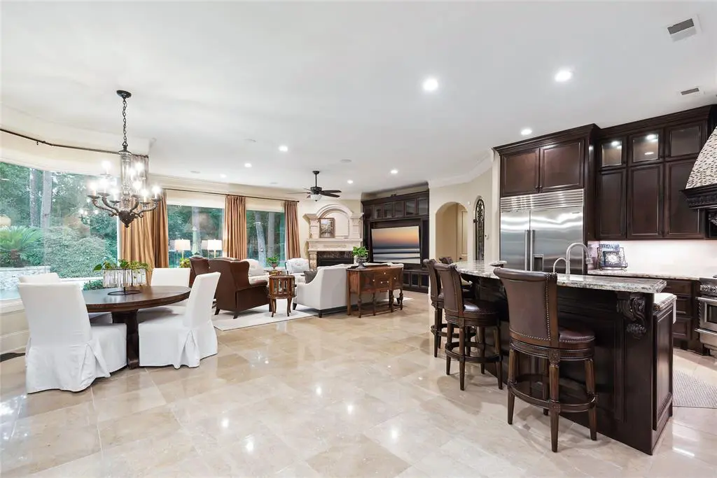 235 Angel Leaf Road The kitchen and living space in this Grogan's Place mansion is open concept, which is perfect for hosting guests.